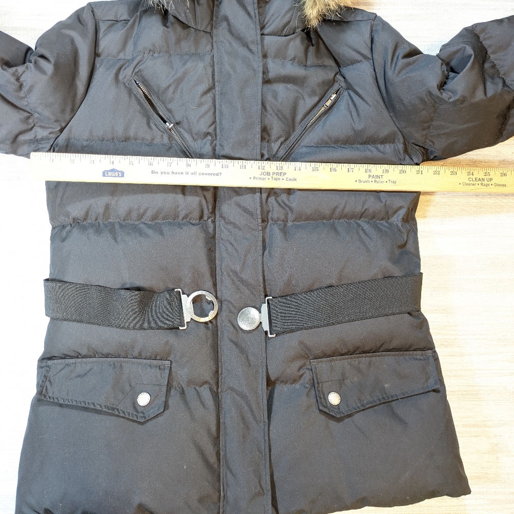 Lauren Ralph Lauren Women's Down Black Puffer Jacket Coat Faux Coyote Fur Trim L - Picture 9 of 13